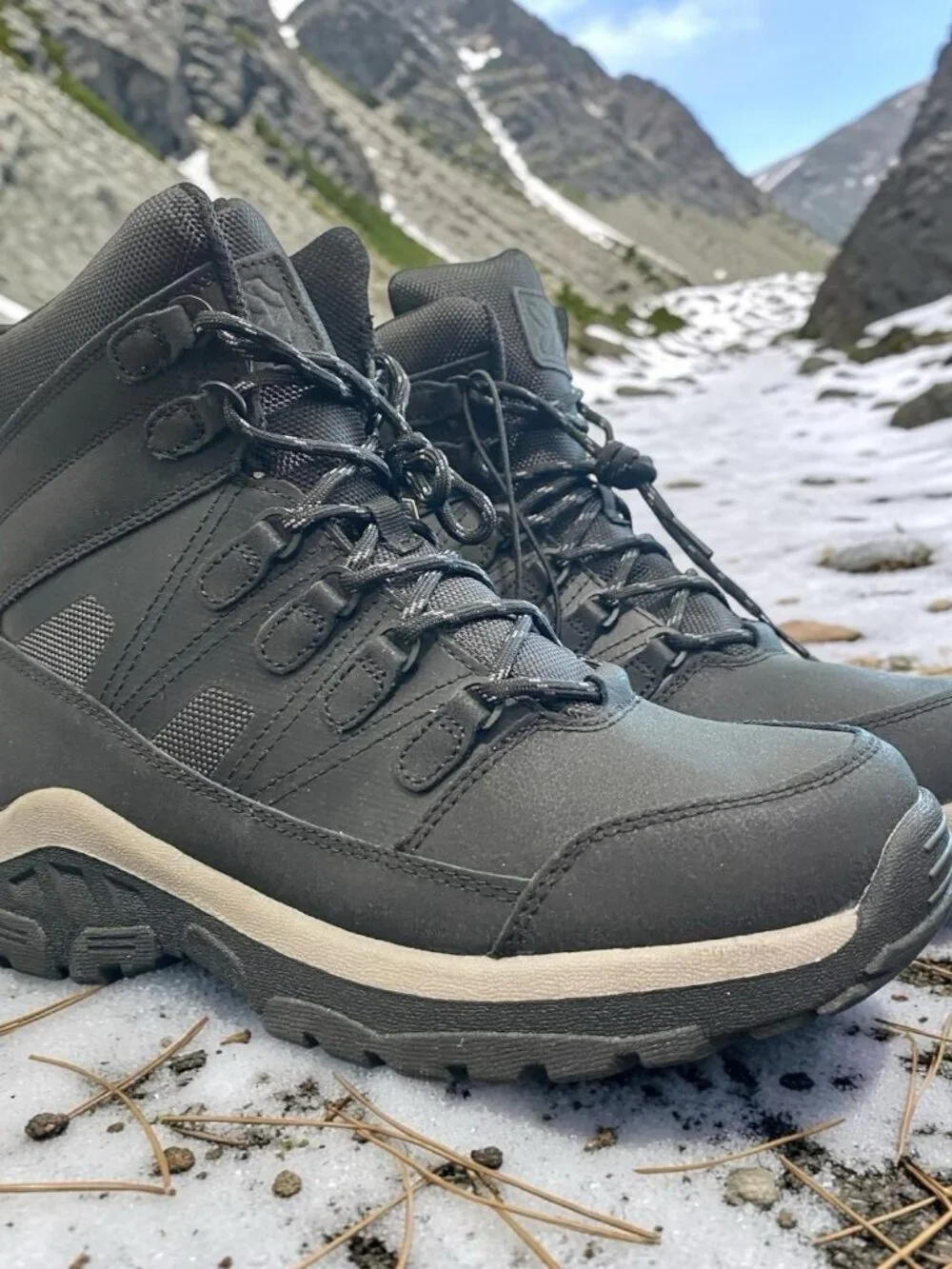 All In Motion Men's Faux Leather Ankle Winter Hiker Boots Water-Repellent Sz 7